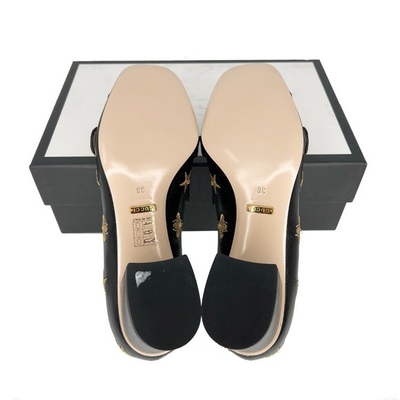 Gucci GG Marmont Bee & Star Embroidered Leather Mid-Heel Pumps - Picture 10 of 10